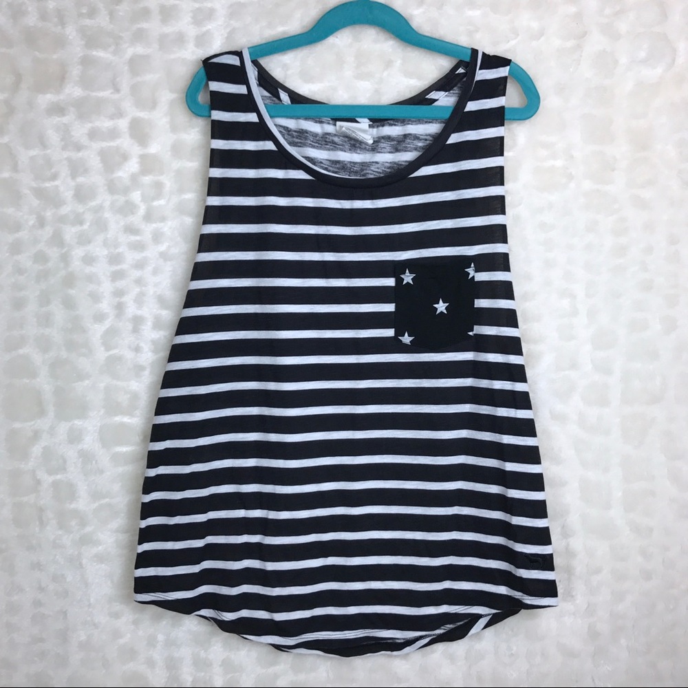 VS PINK Black White Stripes Stars Tank Top XS